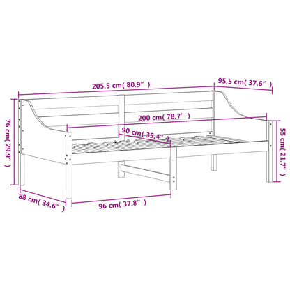 vidaXL Day Bed without Mattress 90x200 cm Solid Wood Pine