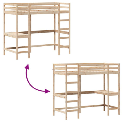 vidaXL Loft Bed without Mattress 100x200 cm Solid Wood Pine