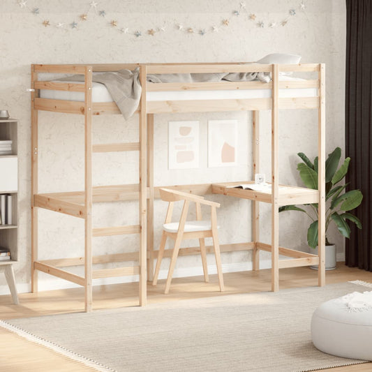 vidaXL Loft Bed without Mattress 100x200 cm Solid Wood Pine