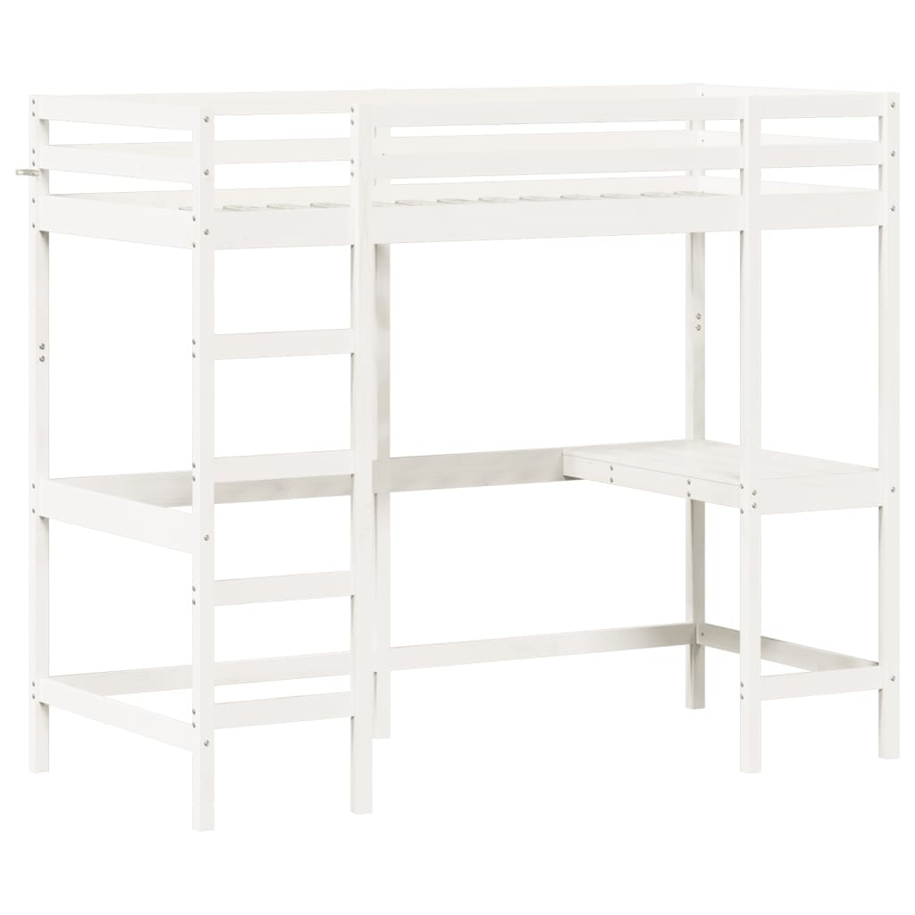 vidaXL Loft Bed without Mattress White 90x200 cm Solid Wood Pine