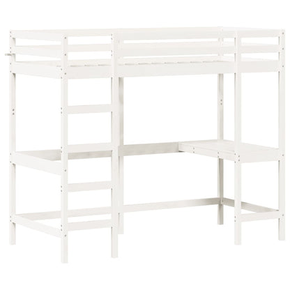 vidaXL Loft Bed without Mattress White 90x200 cm Solid Wood Pine
