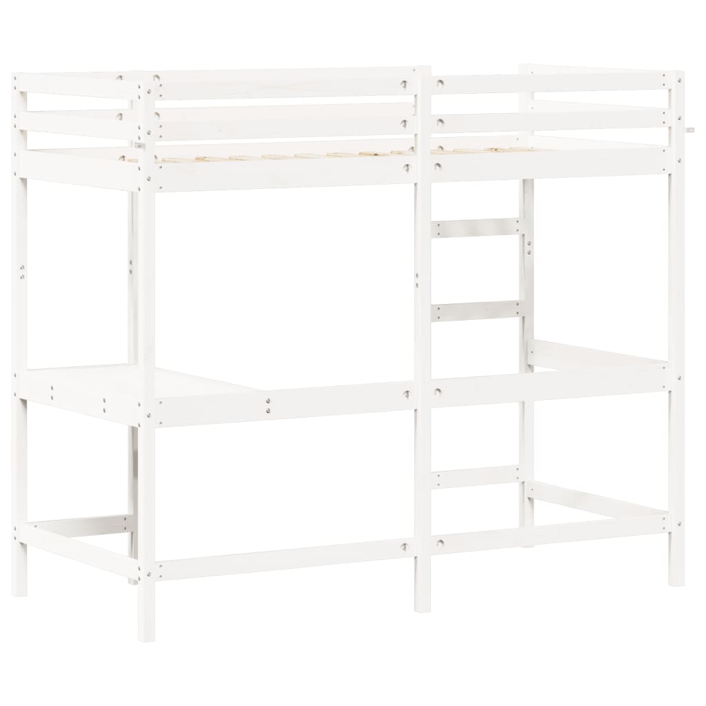 vidaXL Loft Bed without Mattress White 90x200 cm Solid Wood Pine