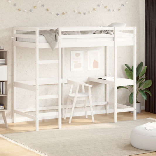 vidaXL Loft Bed without Mattress White 90x200 cm Solid Wood Pine
