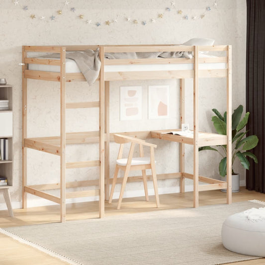 vidaXL Loft Bed without Mattress 90x190 cm Single Solid Wood Pine