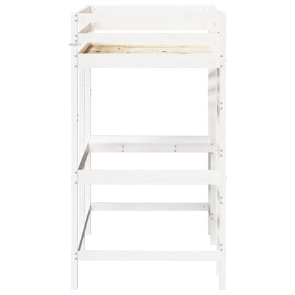 vidaXL Loft Bed without Mattress White 90x190 cm Single Solid Wood Pine