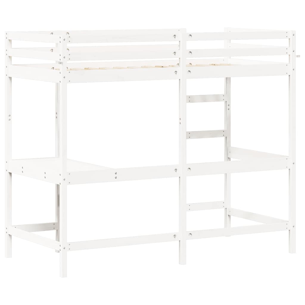 vidaXL Loft Bed without Mattress White 90x190 cm Single Solid Wood Pine