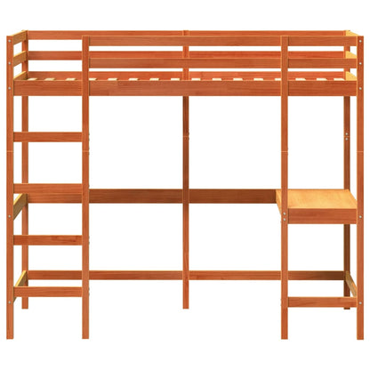 vidaXL Loft Bed without Mattress Wax Brown 90x190 cm Single Solid Wood Pine