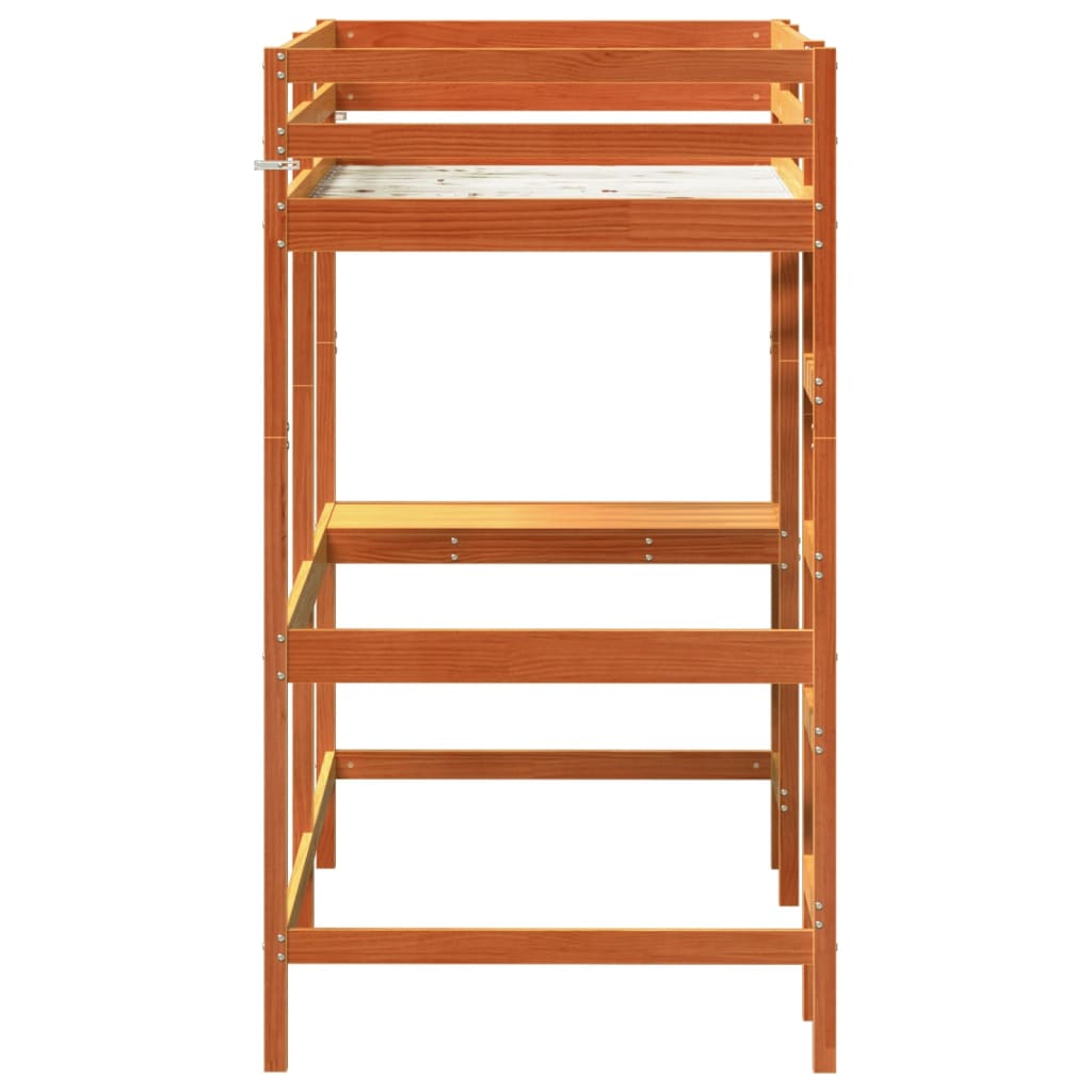 vidaXL Loft Bed without Mattress Wax Brown 90x190 cm Single Solid Wood Pine