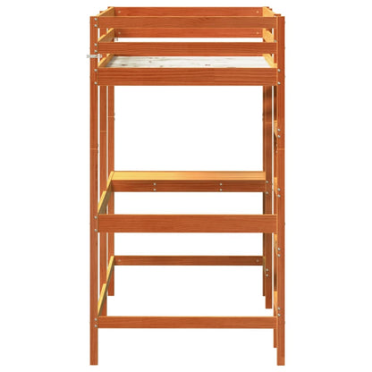 vidaXL Loft Bed without Mattress Wax Brown 90x190 cm Single Solid Wood Pine
