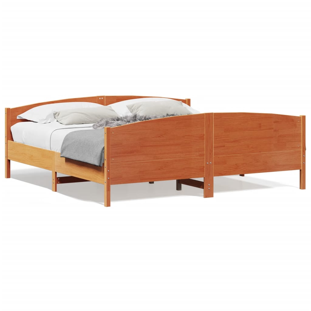 vidaXL Bed Frame without Mattress Wax Brown 200x200 cm Solid Wood Pine