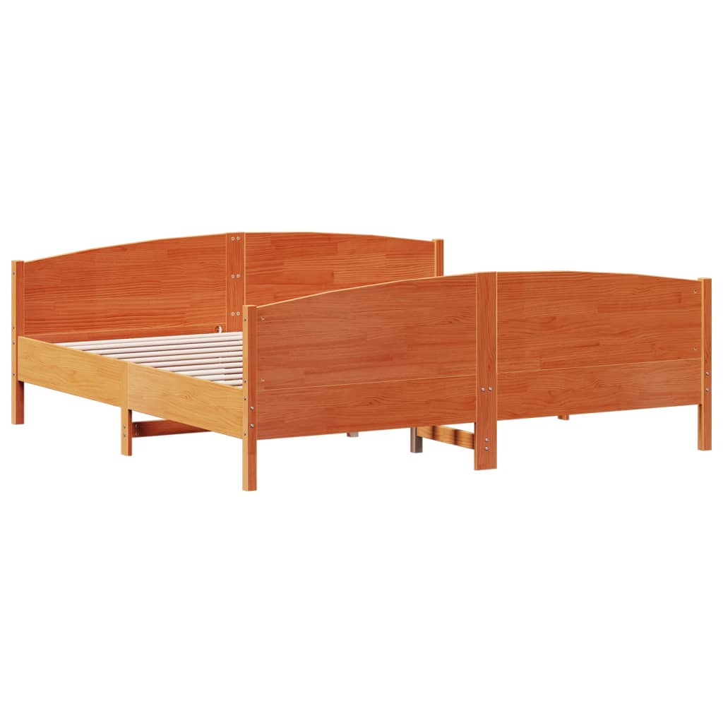 vidaXL Bed Frame without Mattress Wax Brown 180x200 cm Super King Solid Wood Pine