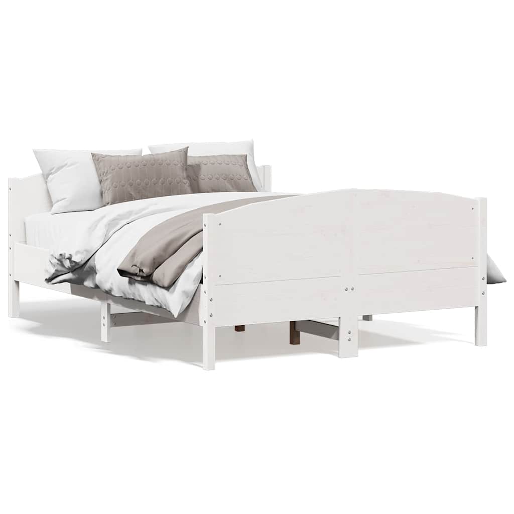 vidaXL Bed Frame without Mattress White 150x200 cm King Size Solid Wood Pine