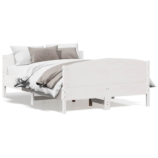 vidaXL Bed Frame without Mattress White 150x200 cm King Size Solid Wood Pine