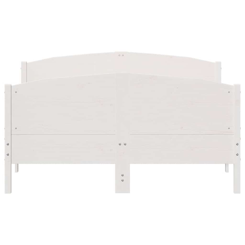 vidaXL Bed Frame without Mattress White 150x200 cm King Size Solid Wood Pine