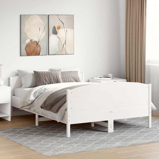 vidaXL Bed Frame without Mattress White 150x200 cm King Size Solid Wood Pine