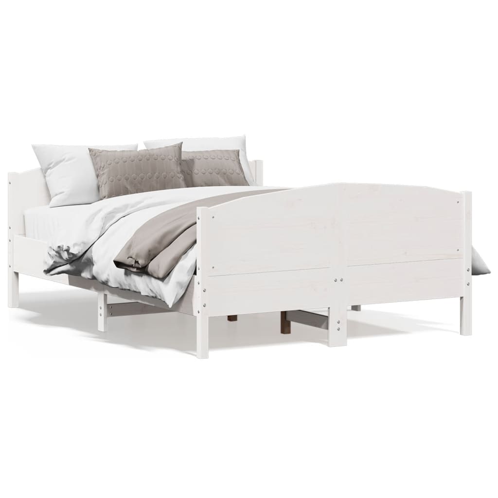 vidaXL Bed Frame without Mattress White 140x200 cm Solid Wood Pine
