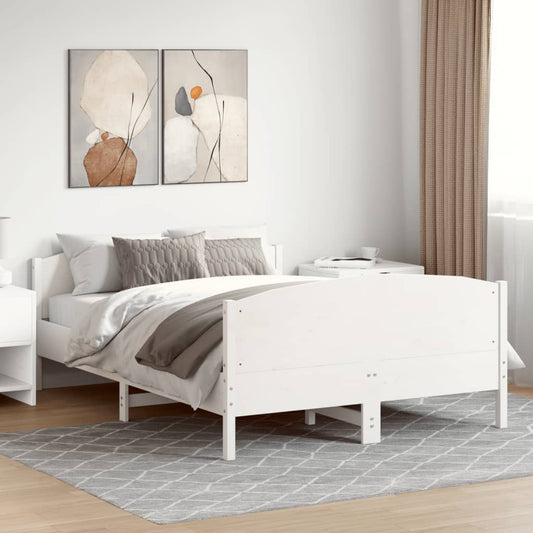 vidaXL Bed Frame without Mattress White 140x200 cm Solid Wood Pine