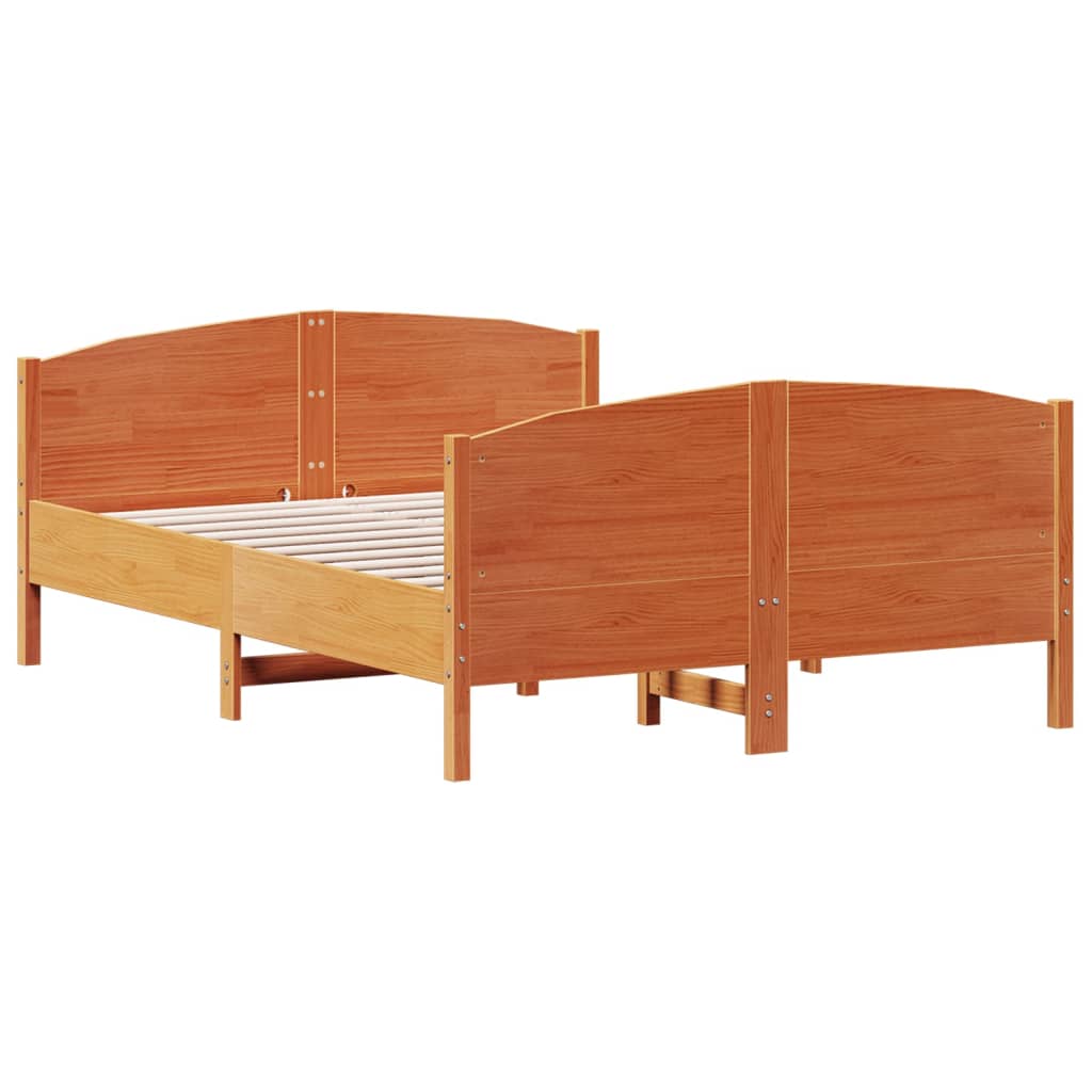 vidaXL Bed Frame without Mattress Wax Brown 140x200 cm Solid Wood Pine