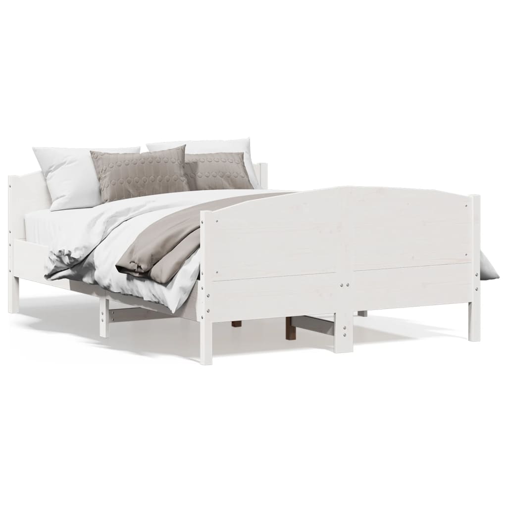 vidaXL Bed Frame without Mattress White 140x190 cm Solid Wood Pine