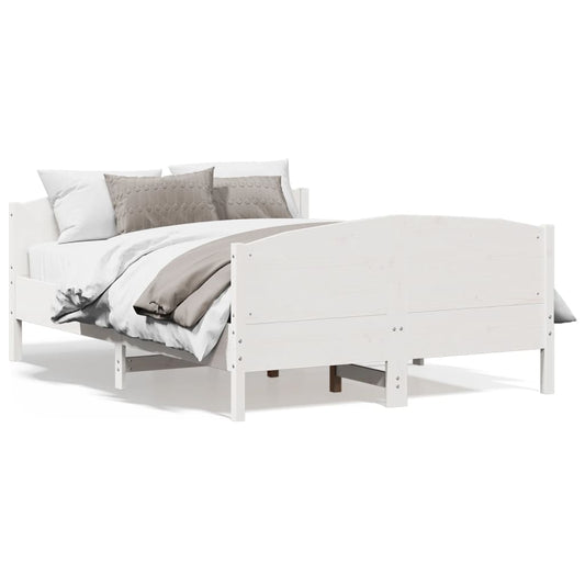 vidaXL Bed Frame without Mattress White 140x190 cm Solid Wood Pine