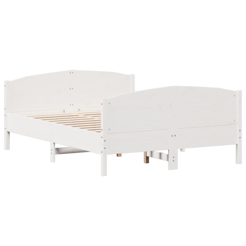 vidaXL Bed Frame without Mattress White 140x190 cm Solid Wood Pine
