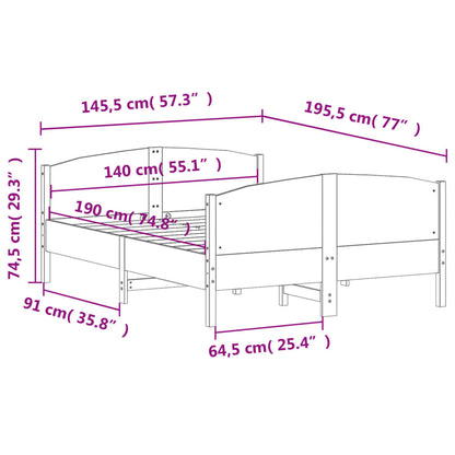 vidaXL Bed Frame without Mattress White 140x190 cm Solid Wood Pine