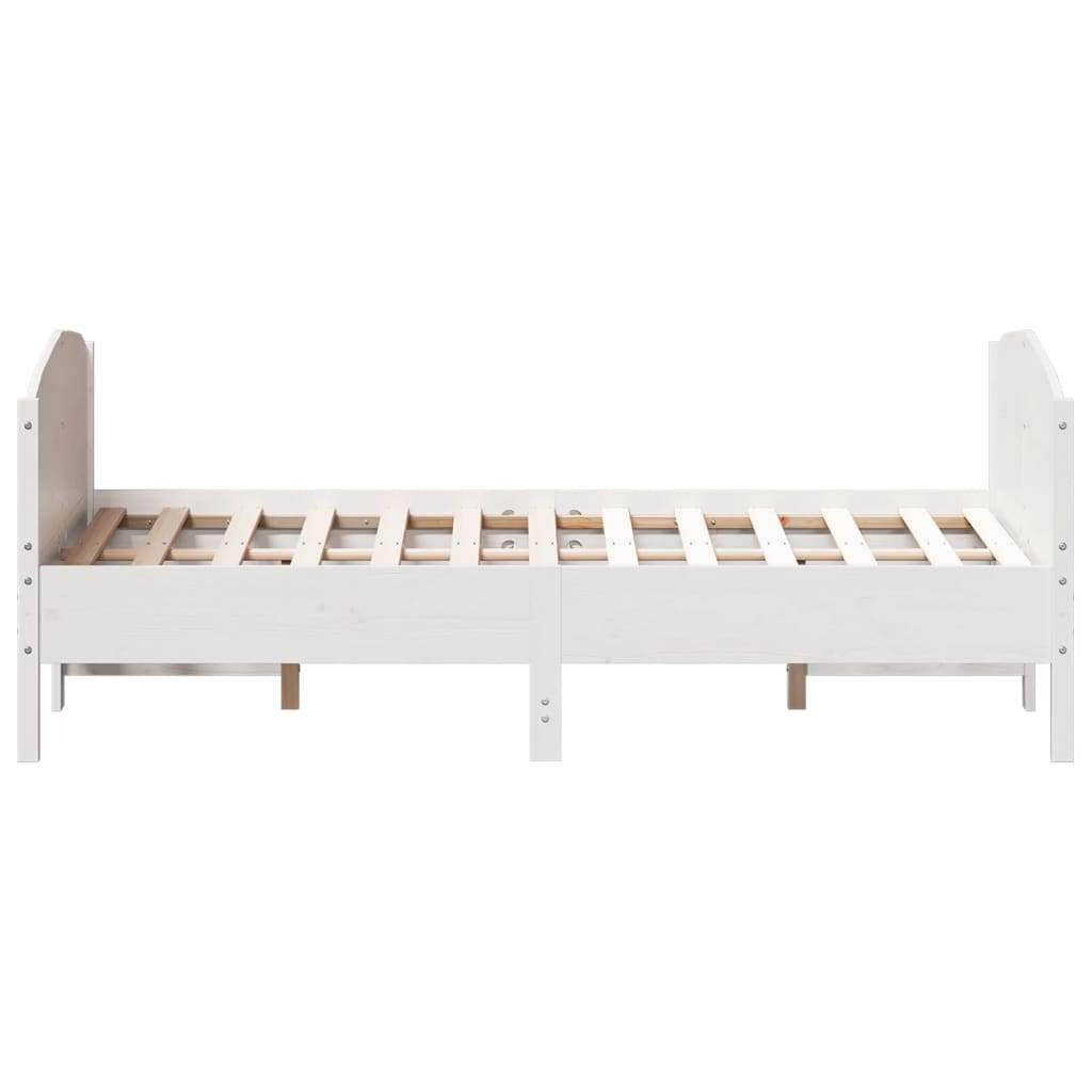 vidaXL Bed Frame without Mattress White 135x190 cm Double Solid Wood Pine