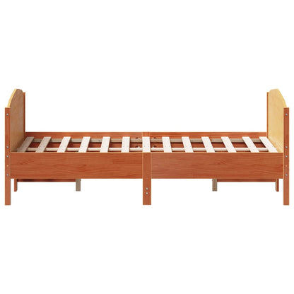 vidaXL Bed Frame without Mattress Wax Brown 135x190 cm Solid Wood Pine