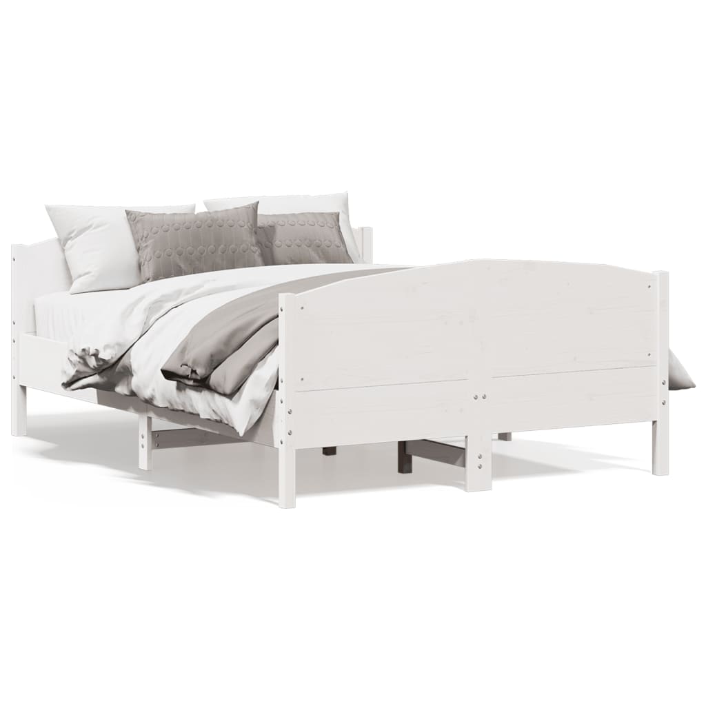 vidaXL Bed Frame without Mattress White 120x190 cm Small Double Solid Wood Pine