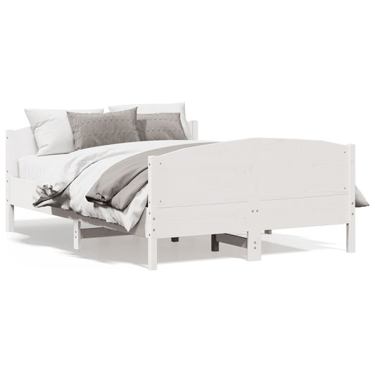 vidaXL Bed Frame without Mattress White 120x190 cm Small Double Solid Wood Pine