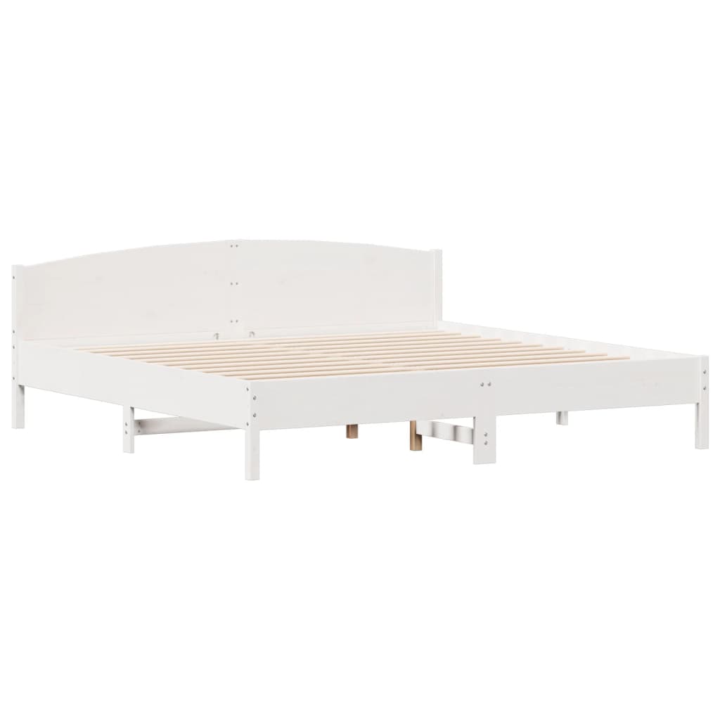 vidaXL Bed Frame | White | Solid pine wood, Plywood slats | Double | Durable