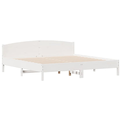 vidaXL Bed Frame | White | Solid pine wood, Plywood slats | Double | Durable