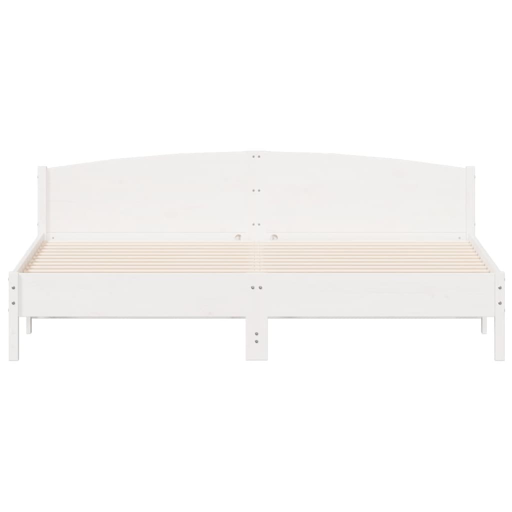 vidaXL Bed Frame | White | Solid pine wood, Plywood slats | Double | Durable
