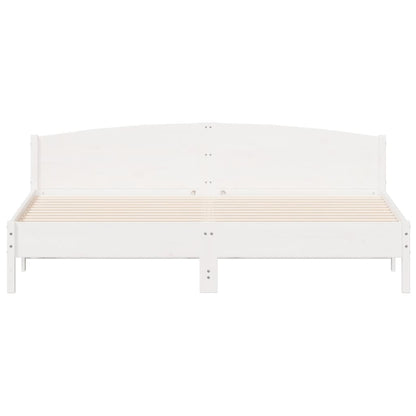 vidaXL Bed Frame | White | Solid pine wood, Plywood slats | Double | Durable