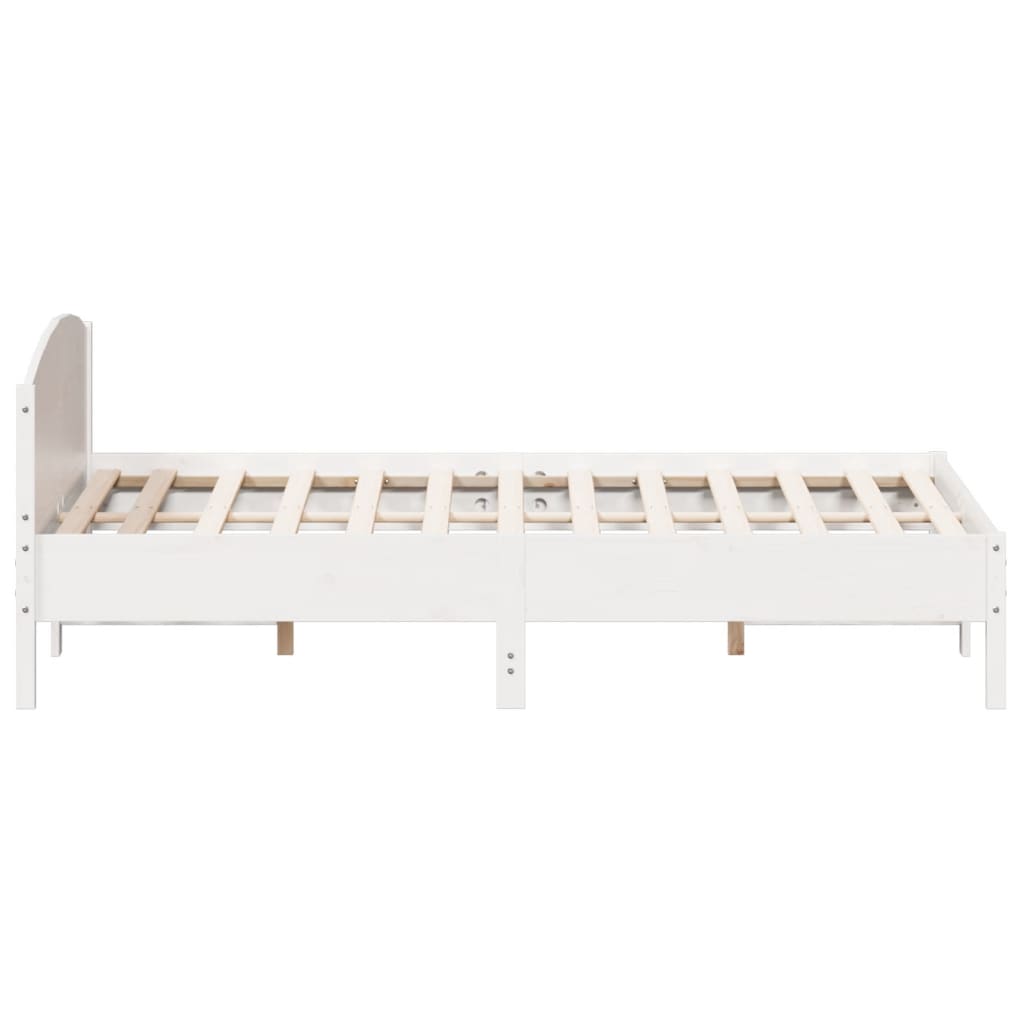 vidaXL Bed Frame | White | Solid pine wood, Plywood slats | Double | Durable