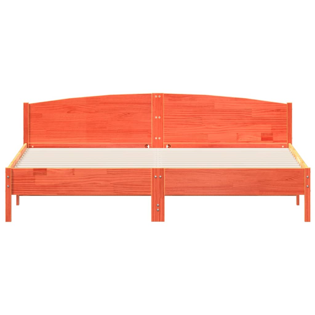 vidaXL Bed Frame | Wax Brown | Solid Pine Wood, Plywood | 200x200 cm | Bed Frame