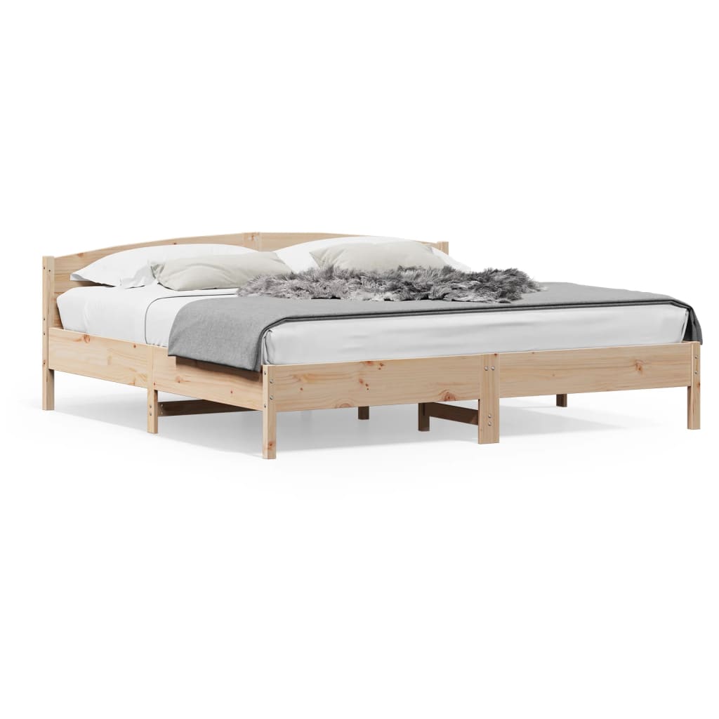 vidaXL Bed Frame | Natural Wood | Solid Pine wood | Super King | Bed Frame