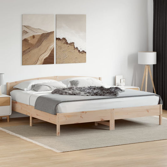 vidaXL Bed Frame | Natural Wood | Solid Pine wood | Super King | Bed Frame