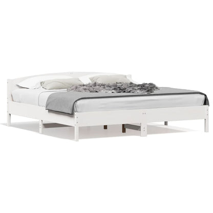 vidaXL Bed Frame | White | Solid pine wood | Super King | Bed Frame