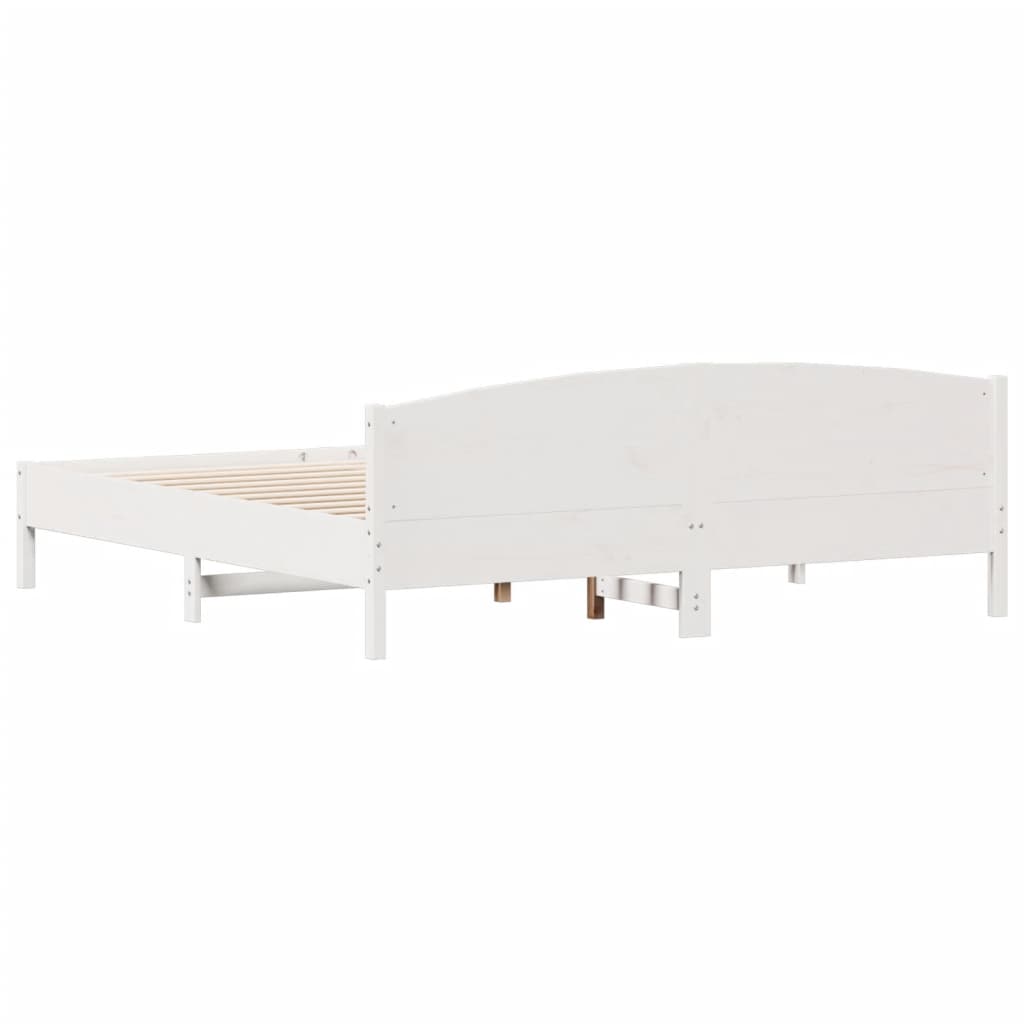 vidaXL Bed Frame | White | Solid pine wood | Super King | Bed Frame