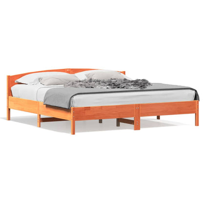 vidaXL Bed Frame | Wax Brown | Solid pine wood, Plywood | Super King |  Durable