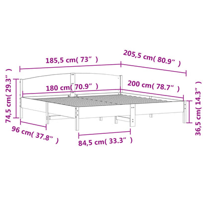 vidaXL Bed Frame | Wax Brown | Solid pine wood, Plywood | Super King |  Durable