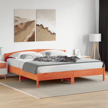vidaXL Bed Frame | Wax Brown | Solid pine wood, Plywood | Super King |  Durable