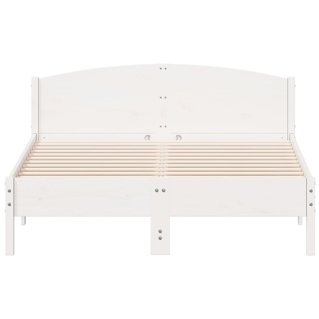 vidaXL Bed Frame | White | Solid pine wood, Plywood | Double | Bed Frame