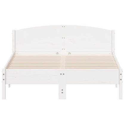 vidaXL Bed Frame | White | Solid pine wood, Plywood | Double | Bed Frame