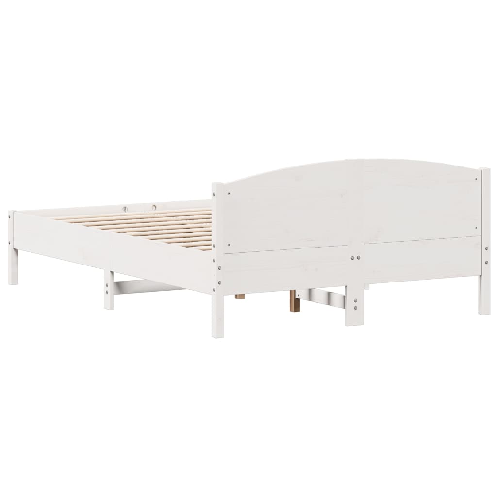 vidaXL Bed Frame | White | Solid pine wood, Plywood | Double | Bed Frame