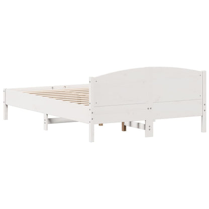vidaXL Bed Frame | White | Solid pine wood, Plywood | Double | Bed Frame