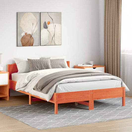 vidaXL Bed Frame | Wax Brown | Solid Pine Wood | Double | Bed Frame