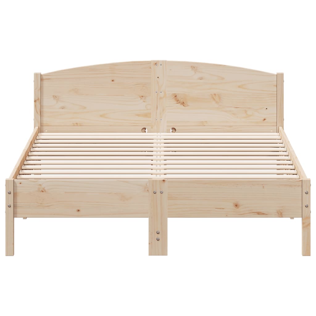 vidaXL Bed Frame | Natural wood | Solid pine wood | King | Classic/Traditional