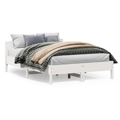 vidaXL Bed Frame | White | Solid Pine Wood, Plywood | King Size | Durable